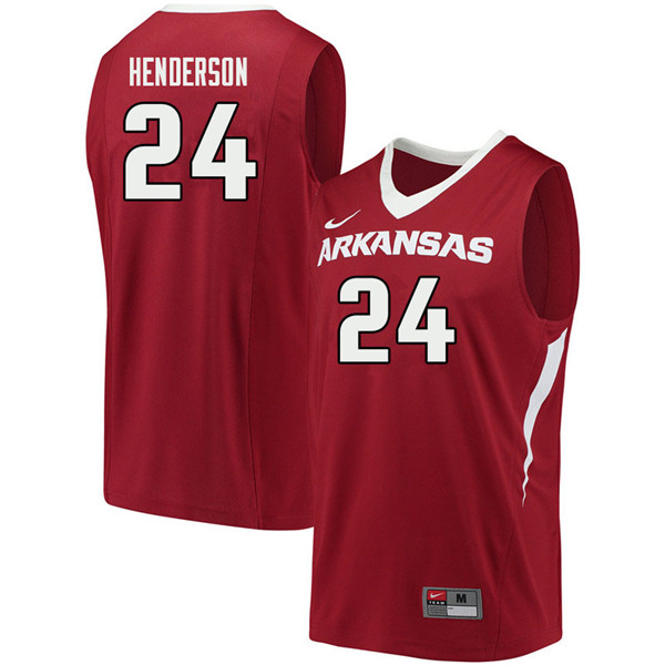 Men #24 Ethan Henderson Arkansas Razorbacks College Basketball Jerseys Sale-Cardinal